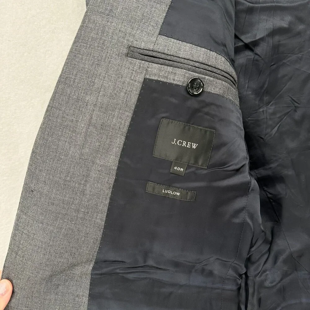 J Crew Ludlow Blazer Mens Size 40R Grey Wool Double Button Sport Jacket Coat